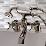 Essex KS287PN Three-Handle 2-Hole Deck Mount Clawfoot Tub Faucet with Hand Shower, Polished Nickel