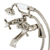 Essex KS287PN Three-Handle 2-Hole Deck Mount Clawfoot Tub Faucet with Hand Shower, Polished Nickel