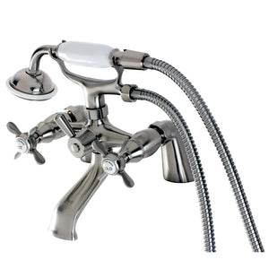 Essex KS287SN Three-Handle 2-Hole Deck Mount Clawfoot Tub Faucet with Hand Shower, Brushed Nickel