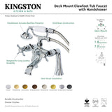 Essex KS288AB Three-Handle 2-Hole Deck Mount Clawfoot Tub Faucet with Hand Shower, Antique Brass