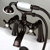 Essex KS288ORB Three-Handle 2-Hole Deck Mount Clawfoot Tub Faucet with Hand Shower, Oil Rubbed Bronze