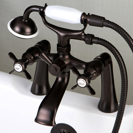 Essex KS288ORB Three-Handle 2-Hole Deck Mount Clawfoot Tub Faucet with Hand Shower, Oil Rubbed Bronze
