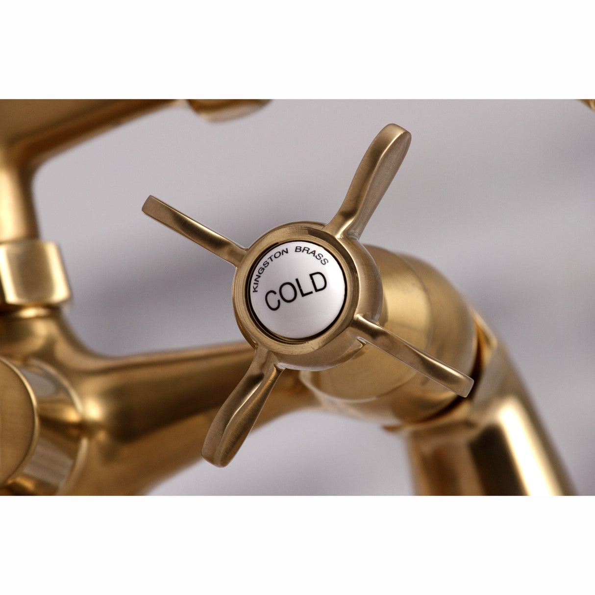 Essex KS288SB Three-Handle 2-Hole Deck Mount Clawfoot Tub Faucet with Hand Shower, Brushed Brass