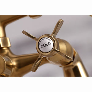 Essex KS288SB Three-Handle 2-Hole Deck Mount Clawfoot Tub Faucet with Hand Shower, Brushed Brass