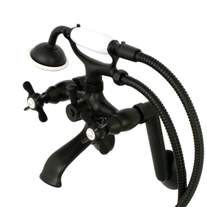 Kingston KS289MB Three-Handle 2-Hole Tub Wall Mount Clawfoot Tub Faucet with Hand Shower, Matte Black