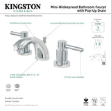Concord KS2951DL Two-Handle 3-Hole Deck Mount Mini-Widespread Bathroom Faucet with Brass Pop-Up, Polished Chrome