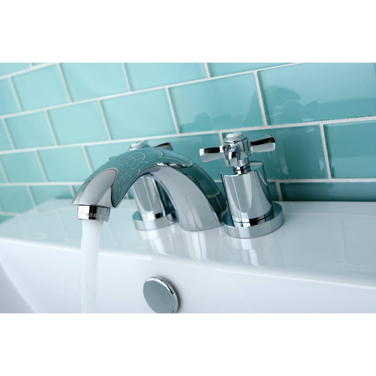 Millennium KS2951ZX Two-Handle 3-Hole Deck Mount Mini-Widespread Bathroom Faucet with Brass Pop-Up, Polished Chrome