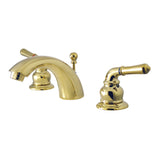 KS2952 Two-Handle 3-Hole Deck Mount Mini-Widespread Bathroom Faucet with Brass Pop-Up, Polished Brass