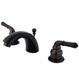 KS2955 Two-Handle 3-Hole Deck Mount Mini-Widespread Bathroom Faucet with Brass Pop-Up, Oil Rubbed Bronze