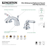 KS2958 Two-Handle 3-Hole Deck Mount Mini-Widespread Bathroom Faucet with Brass Pop-Up, Brushed Nickel