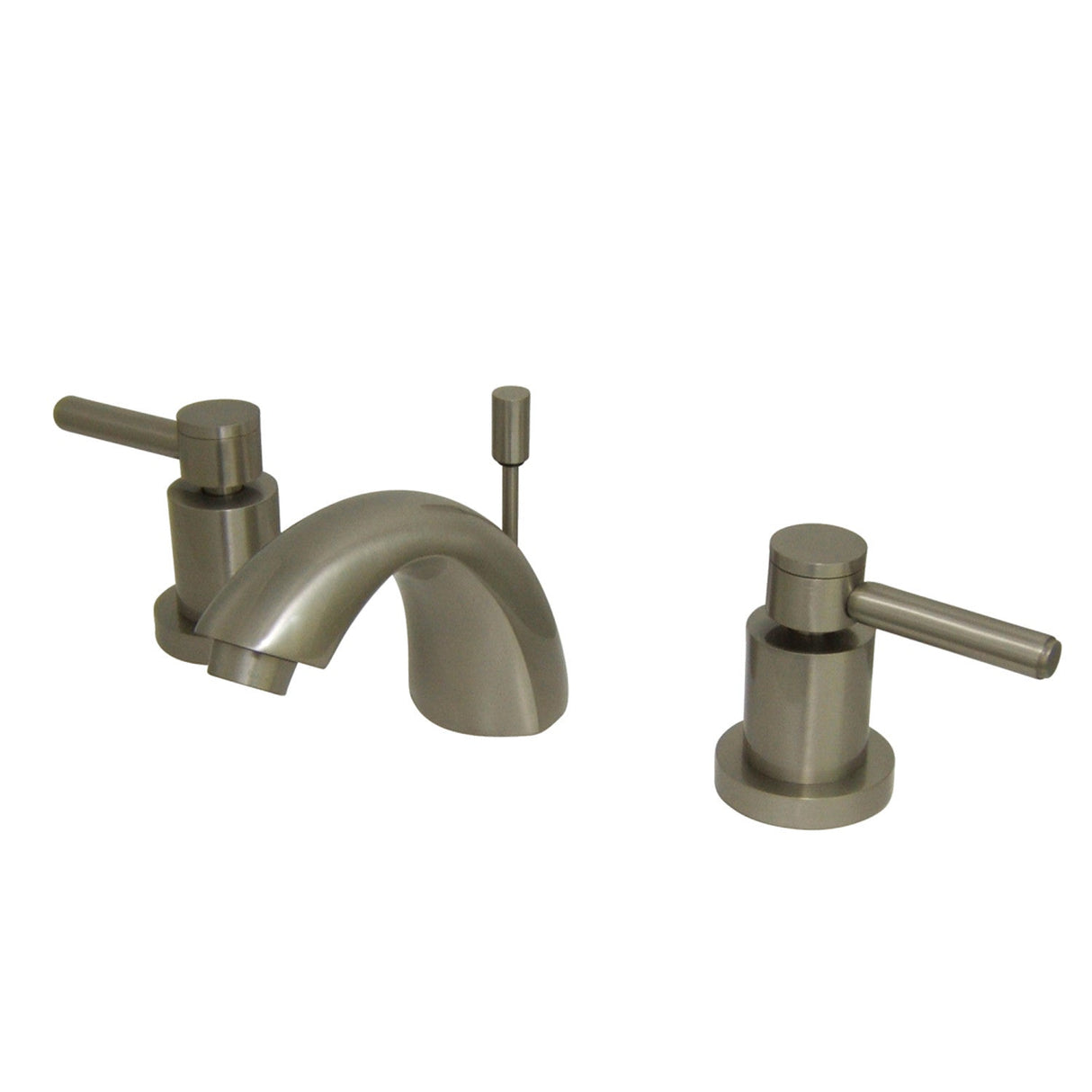 Concord KS2958DL Two-Handle 3-Hole Deck Mount Mini-Widespread Bathroom Faucet with Brass Pop-Up, Brushed Nickel