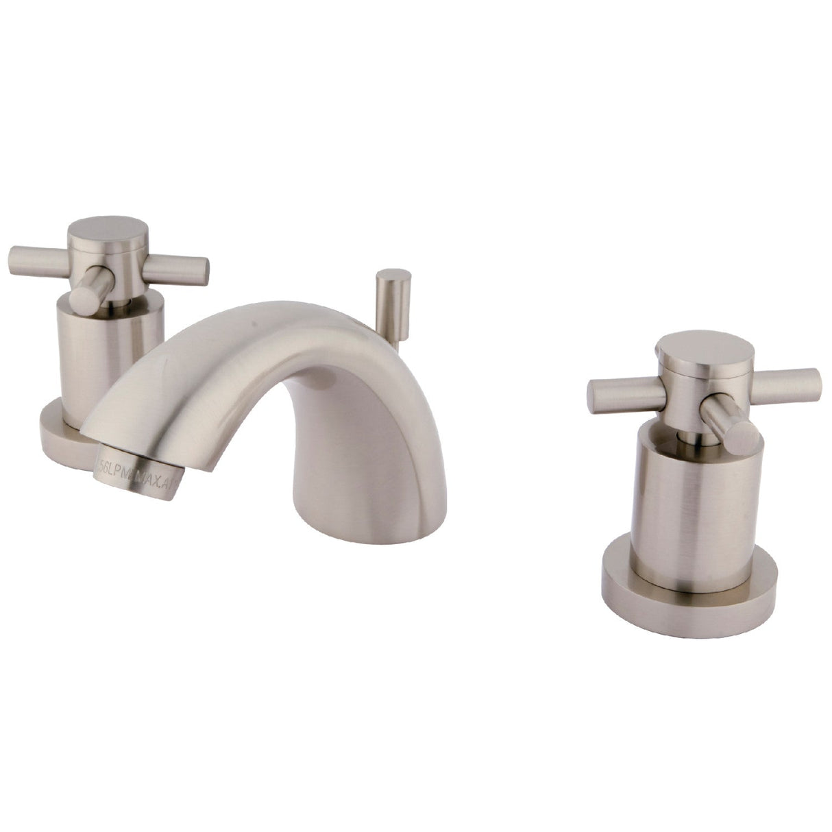 Concord KS2958DX Two-Handle 3-Hole Deck Mount Mini-Widespread Bathroom Faucet with Brass Pop-Up, Brushed Nickel
