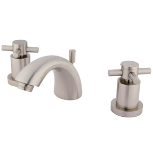 Concord KS2958DX Two-Handle 3-Hole Deck Mount Mini-Widespread Bathroom Faucet with Brass Pop-Up, Brushed Nickel
