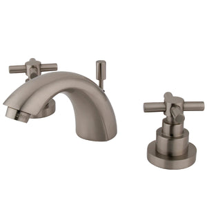 KS2958EX Two-Handle 3-Hole Deck Mount Mini-Widespread Bathroom Faucet with Brass Pop-Up, Brushed Nickel