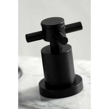 Concord KS2960DX Two-Handle 3-Hole Deck Mount Widespread Bathroom Faucet with Brass Pop-Up, Matte Black