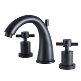 Concord KS2960DX Two-Handle 3-Hole Deck Mount Widespread Bathroom Faucet with Brass Pop-Up, Matte Black