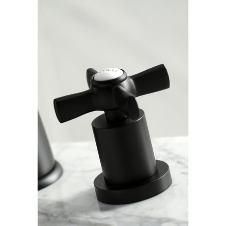 Millennium KS2960ZX Two-Handle 3-Hole Deck Mount Widespread Bathroom Faucet with Brass Pop-Up, Matte Black