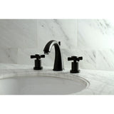 Millennium KS2960ZX Two-Handle 3-Hole Deck Mount Widespread Bathroom Faucet with Brass Pop-Up, Matte Black