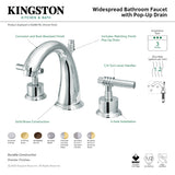 Milano KS2961ML Two-Handle 3-Hole Deck Mount Widespread Bathroom Faucet with Brass Pop-Up, Polished Chrome