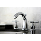 Milano KS2961ML Two-Handle 3-Hole Deck Mount Widespread Bathroom Faucet with Brass Pop-Up, Polished Chrome