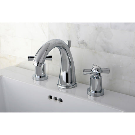 Millennium KS2961ZX Two-Handle 3-Hole Deck Mount Widespread Bathroom Faucet with Brass Pop-Up, Polished Chrome