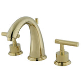 Manhattan KS2962CML Two-Handle 3-Hole Deck Mount Widespread Bathroom Faucet with Brass Pop-Up, Polished Brass