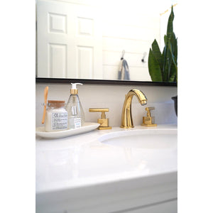 Claremont KS2962CQL Two-Handle 3-Hole Deck Mount Widespread Bathroom Faucet with Brass Pop-Up, Polished Brass