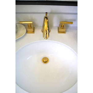 Claremont KS2962CQL Two-Handle 3-Hole Deck Mount Widespread Bathroom Faucet with Brass Pop-Up, Polished Brass