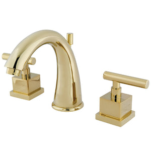 Claremont KS2962CQL Two-Handle 3-Hole Deck Mount Widespread Bathroom Faucet with Brass Pop-Up, Polished Brass