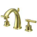 Milano KS2962ML Two-Handle 3-Hole Deck Mount Widespread Bathroom Faucet with Brass Pop-Up, Polished Brass