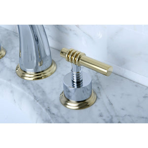 Milano KS2964ML Two-Handle 3-Hole Deck Mount Widespread Bathroom Faucet with Brass Pop-Up, Polished Chrome/Polished Brass