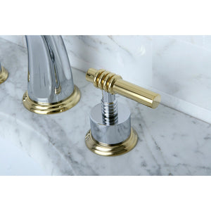 Milano KS2964ML Two-Handle 3-Hole Deck Mount Widespread Bathroom Faucet with Brass Pop-Up, Polished Chrome/Polished Brass