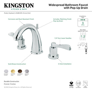 NuWave KS2965DFL Two-Handle 3-Hole Deck Mount Widespread Bathroom Faucet with Brass Pop-Up, Oil Rubbed Bronze
