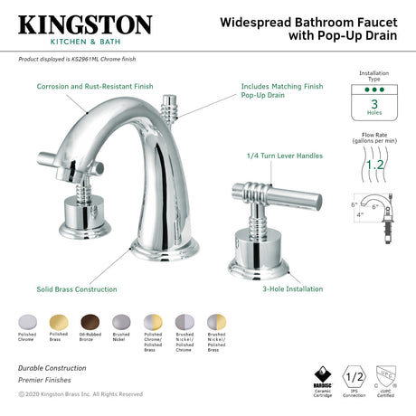 Milano KS2965ML Two-Handle 3-Hole Deck Mount Widespread Bathroom Faucet with Brass Pop-Up, Oil Rubbed Bronze