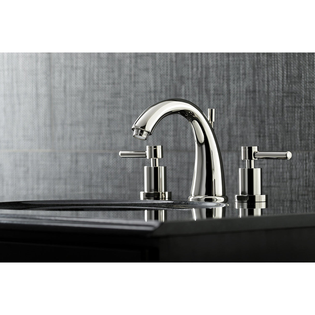 Concord KS2966DL Two-Handle 3-Hole Deck Mount Widespread Bathroom Faucet with Brass Pop-Up, Polished Nickel