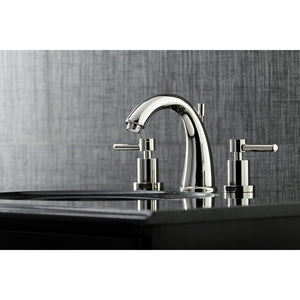 Concord KS2966DL Two-Handle 3-Hole Deck Mount Widespread Bathroom Faucet with Brass Pop-Up, Polished Nickel
