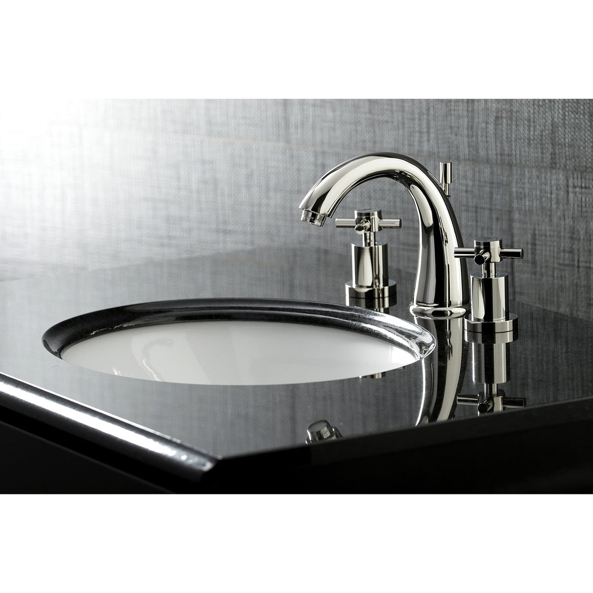 Concord KS2966DX Two-Handle 3-Hole Deck Mount Widespread Bathroom Faucet with Brass Pop-Up, Polished Nickel