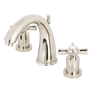 Millennium KS2966ZX Two-Handle 3-Hole Deck Mount Widespread Bathroom Faucet with Brass Pop-Up, Polished Nickel