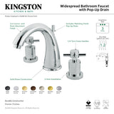 Concord KS2967DX Two-Handle 3-Hole Deck Mount Widespread Bathroom Faucet with Brass Pop-Up, Brushed Brass