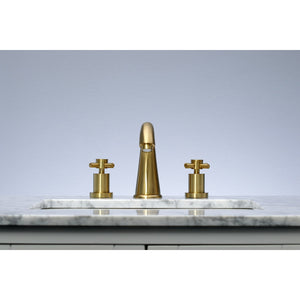 Concord KS2967DX Two-Handle 3-Hole Deck Mount Widespread Bathroom Faucet with Brass Pop-Up, Brushed Brass