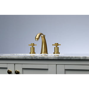 Concord KS2967DX Two-Handle 3-Hole Deck Mount Widespread Bathroom Faucet with Brass Pop-Up, Brushed Brass