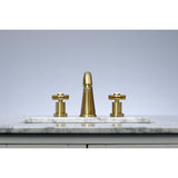 Millennium KS2967ZX Two-Handle 3-Hole Deck Mount Widespread Bathroom Faucet with Brass Pop-Up, Brushed Brass