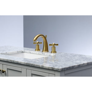 Millennium KS2967ZX Two-Handle 3-Hole Deck Mount Widespread Bathroom Faucet with Brass Pop-Up, Brushed Brass