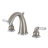 Naples KS2967 Two-Handle 3-Hole Deck Mount Widespread Bathroom Faucet with Brass Pop-Up, Brushed Nickel/Polished Chrome