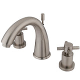 Concord KS2968DX Two-Handle 3-Hole Deck Mount Widespread Bathroom Faucet with Brass Pop-Up, Brushed Nickel