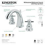 Elinvar KS2968EX Two-Handle 3-Hole Deck Mount Widespread Bathroom Faucet with Brass Pop-Up, Brushed Nickel