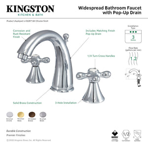 Naples KS2971AX Two-Handle 3-Hole Deck Mount Widespread Bathroom Faucet with Brass Pop-Up, Polished Chrome