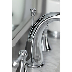 English Country KS2971BL Two-Handle 3-Hole Deck Mount Widespread Bathroom Faucet with Brass Pop-Up, Polished Chrome
