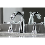 English Country KS2971BL Two-Handle 3-Hole Deck Mount Widespread Bathroom Faucet with Brass Pop-Up, Polished Chrome