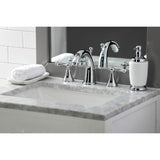 English Country KS2971BL Two-Handle 3-Hole Deck Mount Widespread Bathroom Faucet with Brass Pop-Up, Polished Chrome